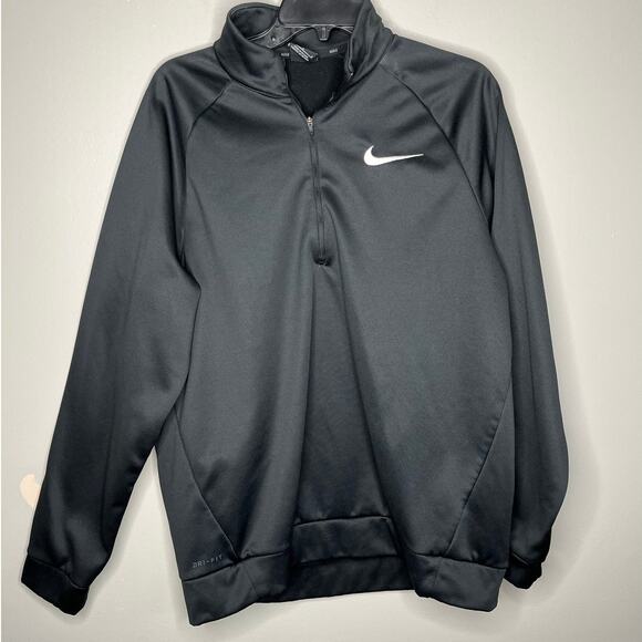 Nike Dri-Fit Mens 1/4 Zip Pull Over Black Jacket Size Large - Picture 1 of 4